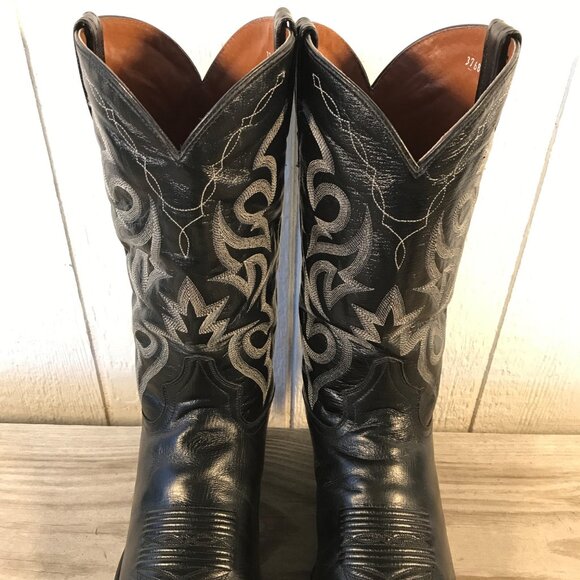 Dan Post Mens Black Leather Milwaukee Cowboy Western Boots Sz 10.5 EW DP2110R - Picture 10 of 13